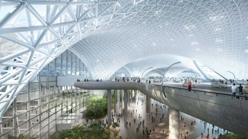 arquitectura foster + partners fr-ee naco nuevo aeropuerto internacional ciudad de mexico naicm render interior