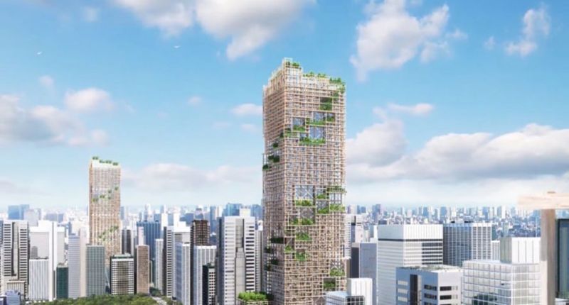 arquitectura sostenibilidad rascacielos madera estructural jardin vertical w350 tokyo sumitomo forestry