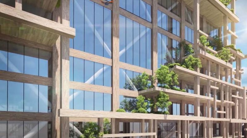 arquitectura sostenibilidad rascacielos madera estructural jardin vertical w350 tokyo sumitomo forestry