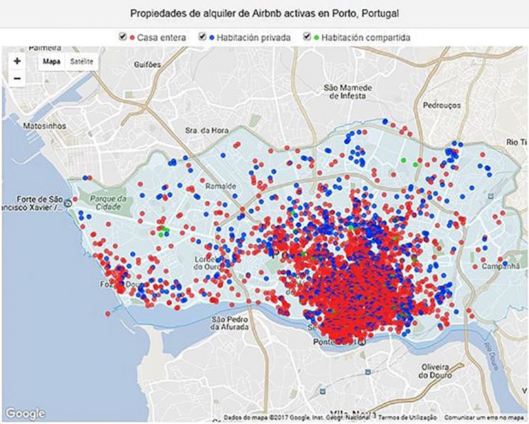 Airbnb Oporto plano baixa google