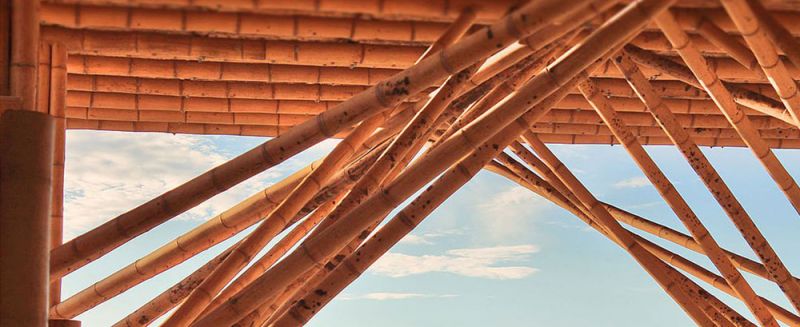 arquitectura basa estructura de acero de bambu detalle