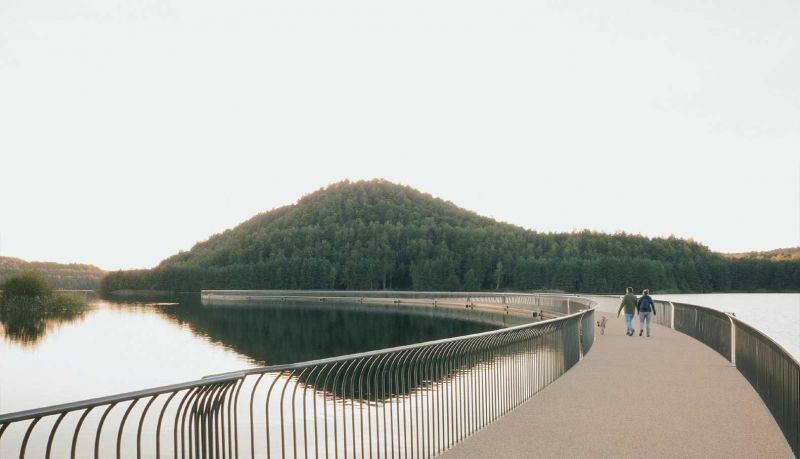 Cycling Between Terrils: un puente flotante entre historia minera, naturaleza y diseño
