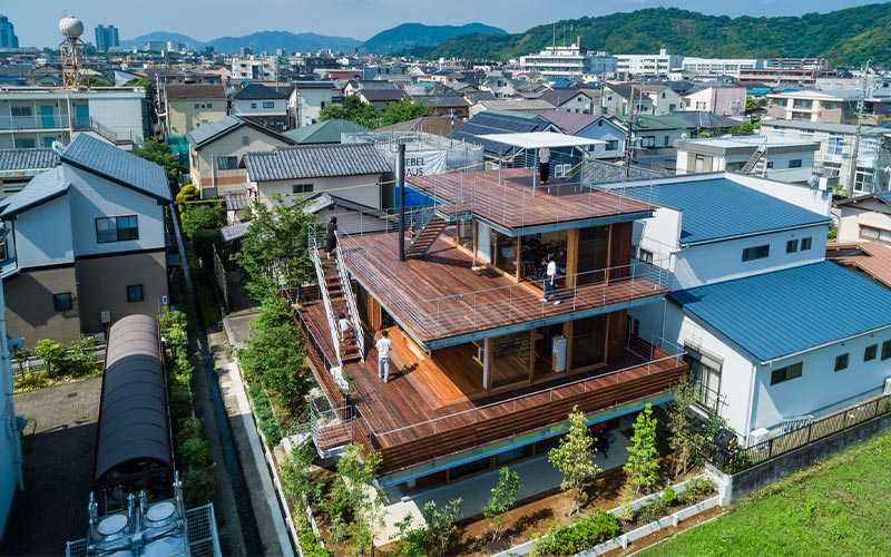 Arquitectura y Empresa, vivienda, unifamiliar, casa, Tezuka Architects, FOTOTECA, terraza, concepto abierto, Monte Fuji, Shizuoka, Japón, Japan, Monte Fuji, naturaleza, jardín