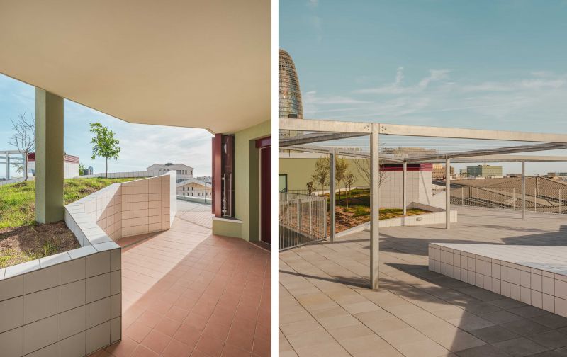 Vistas y geometría de la terraza comunitaria