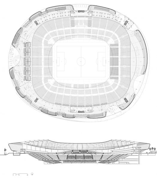 Plano de planta y sección del proyecto 