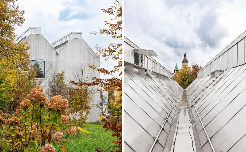 Volumetría exterior y materialidad de cubierta