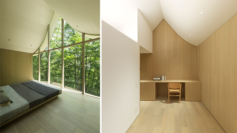 Arquitectura y Empresa, arquitectura, construcción, Japón, Japan, Nendo, vivienda, unifamiliar, casa en el bosque, naturaleza, arquitectura japonesa, Masahiro Ohgami, Hand in Hand House, Karuizawa, espacios independientes, interiorismo, diseño de interiores, casa, arquitectura residencial, casa familiar, madera, materiales naturales, minimalismo, diseño minimalista, materiales de construcción