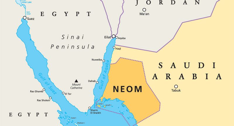 Mapa de Oriente Medio donde se ve Egipto y Arabia Saudí