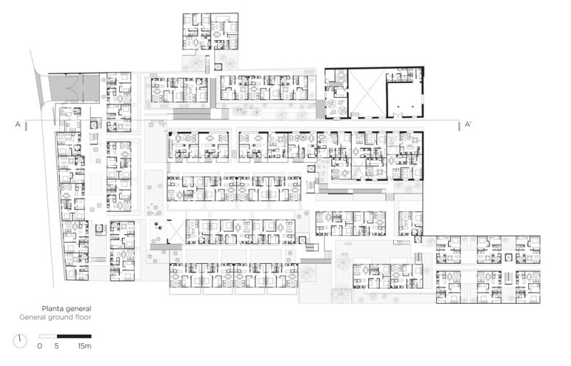 arquitectura plano PB Conjunto Habitacional María Ribera