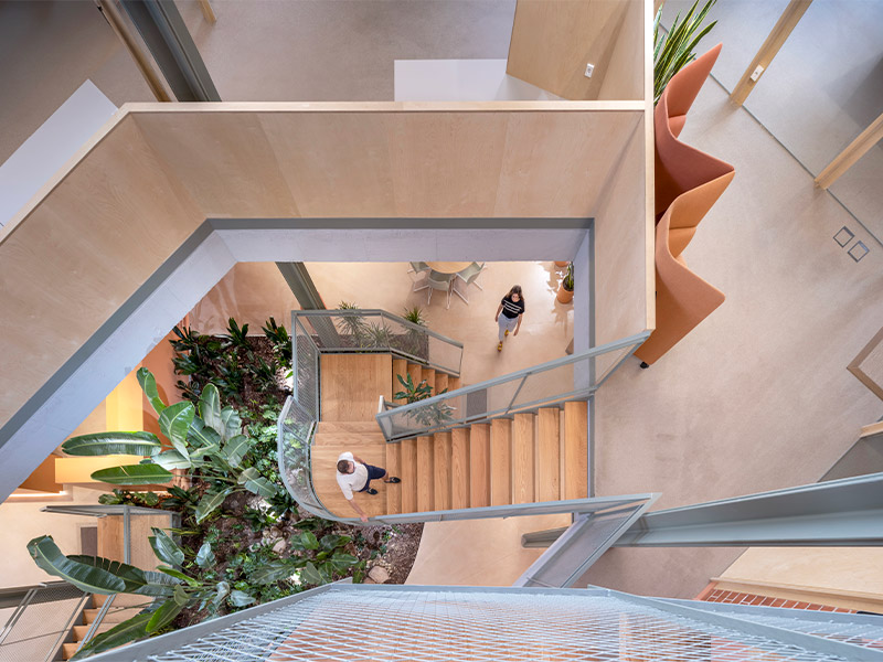 Arquitectura y Empresa, arquitectura, Mapei, Santa+Cruz Arquitectura, Murcia, España, Premio Mapei, arquitectura sostenible, economía circular, Green Building Council España, sede de VRIO, polígono industrial, eficiencia energética, arquitectura corporativa, calidad de vida, espacios de trabajo, luz natural, calidad del aire, fachada bioclimática, ventilación cruzada, construcción ecológica, sostenibilidad