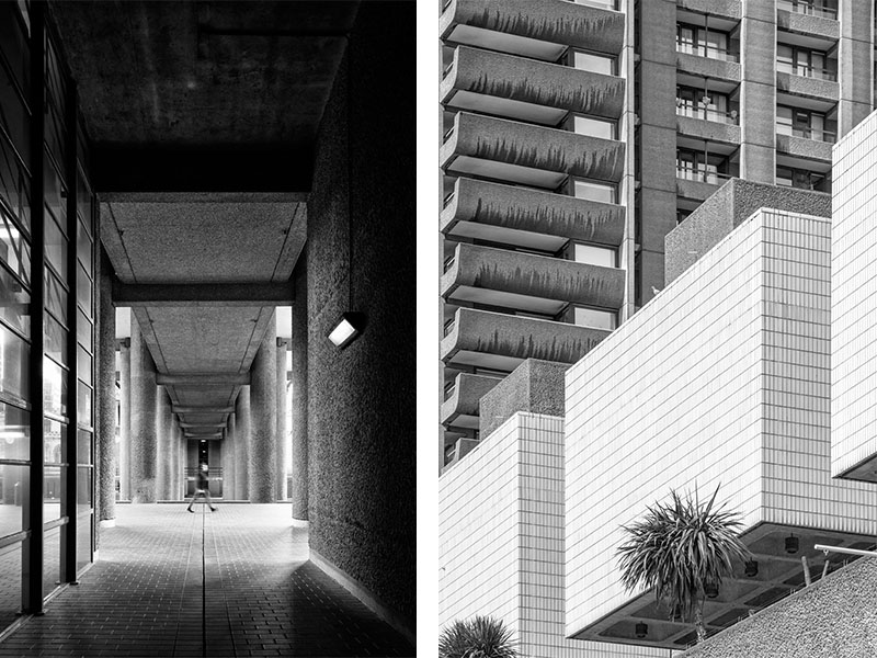 arquitectura brutalista del barbican center de Londres