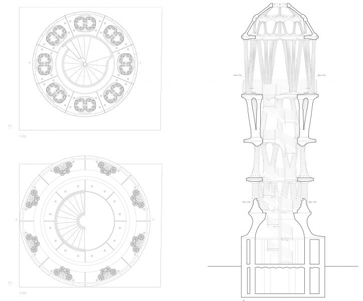 Planos de plantas y sección 