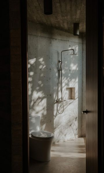 Vista del baño de la Casa de Concreto