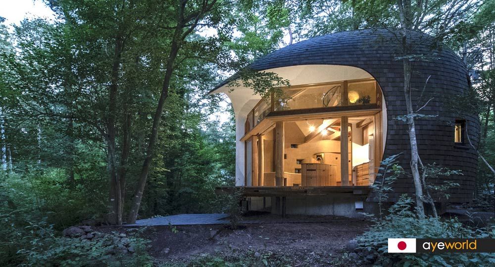 Cabaña Shell House: arquitectura ecológica de Tono Mirai Architects