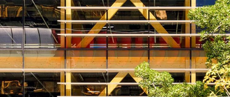 Arquitectura comercial con estructura de CLT. International House Sydney. Tzannes