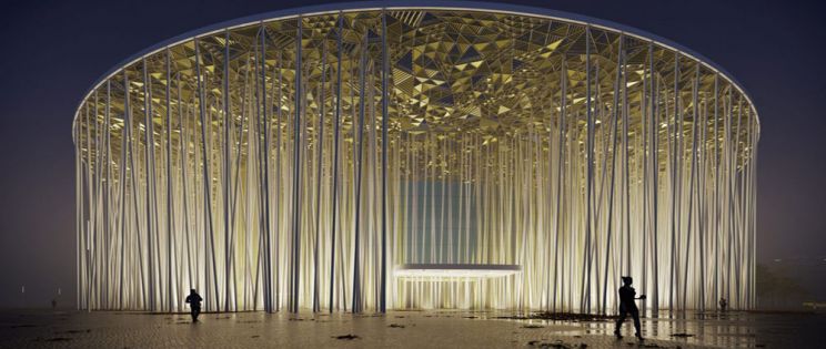 Arquitectura del Teatro Show Wuxi TAIHU: "bosque de bambú".