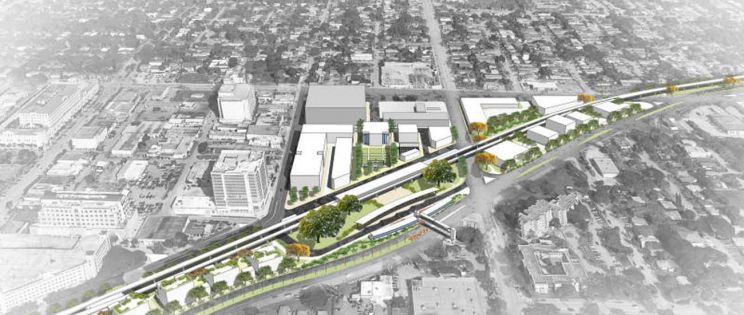 Rehabilitación bajo el metro de Miami.  "The Underline", un parque lineal de 16 kilómetros que  trasformará la zona.