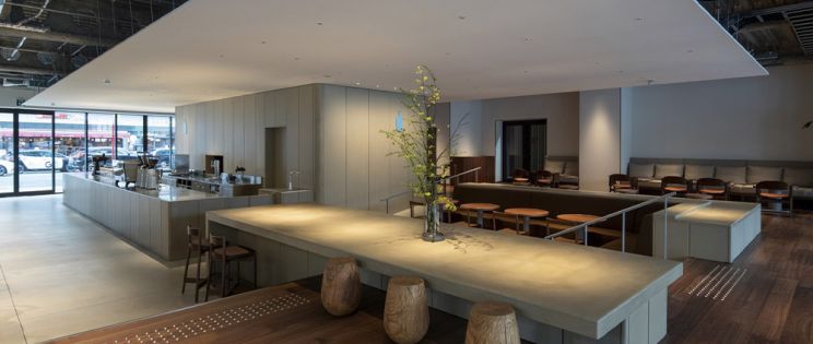 Un templo y un café. Blue Bottle Coffee de CASE-REAL