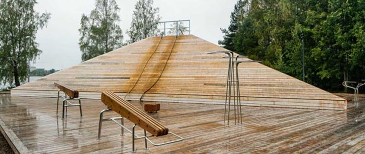 Tetraedern, instalaciones deportivas de madera. Gunilla Bandolin y Liljewall Architects.